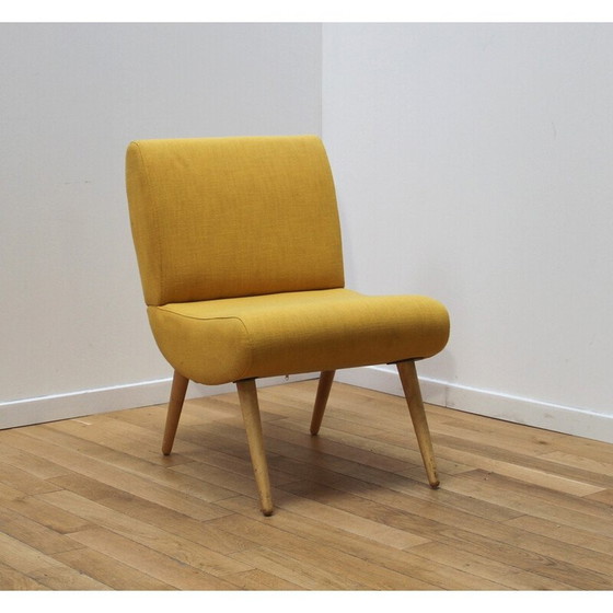 Image 1 of Paire de fauteuils vintage en bois et tissu par Pelfran Kiss pour Maison du Monde