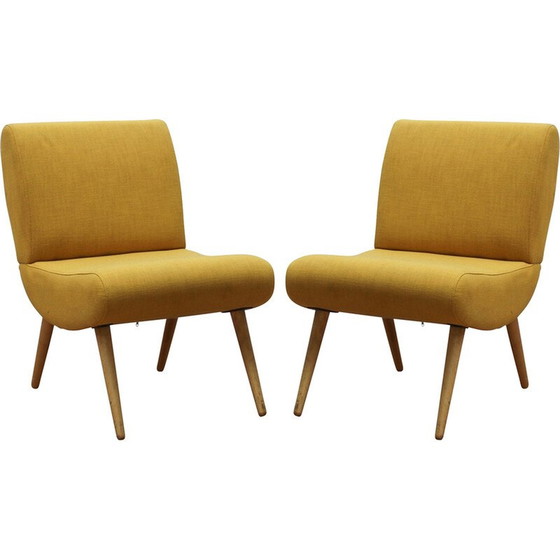 Image 1 of Paire de fauteuils vintage en bois et tissu par Pelfran Kiss pour Maison du Monde