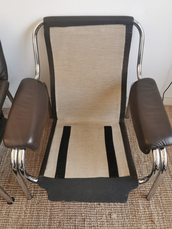 Image 1 of 2X Fauteuils 'Kangourou' De Sede Avec 1 Tabouret Par Hans Eichenberger