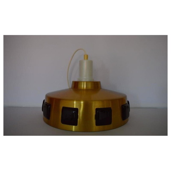 Image 1 of Lampe suspendue circulaire scandinave en cuivre et métal, Suède 1970