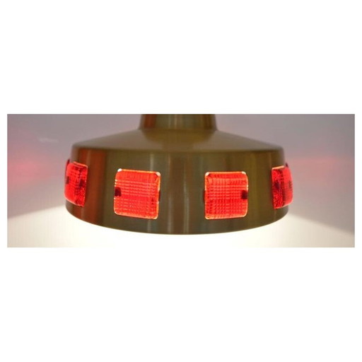 Lampe suspendue circulaire scandinave en cuivre et métal, Suède 1970