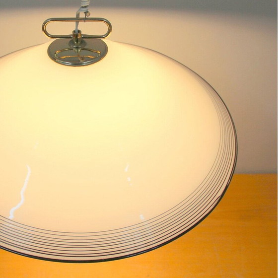 Image 1 of Lampe suspendue vintage en verre de Murano, 1980