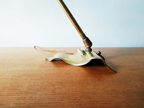 Image 1 of Lampe 1950 Vintage En Laiton Et Métal Laqué Vert Goût Mategot