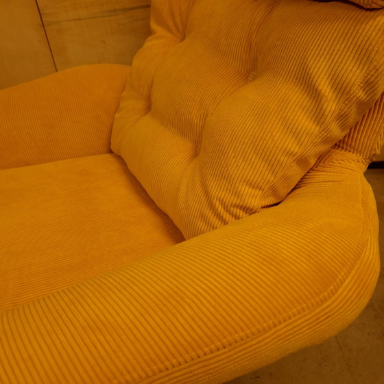 Image 1 of Ribbon Vintage Swivel Chair Reupholstered