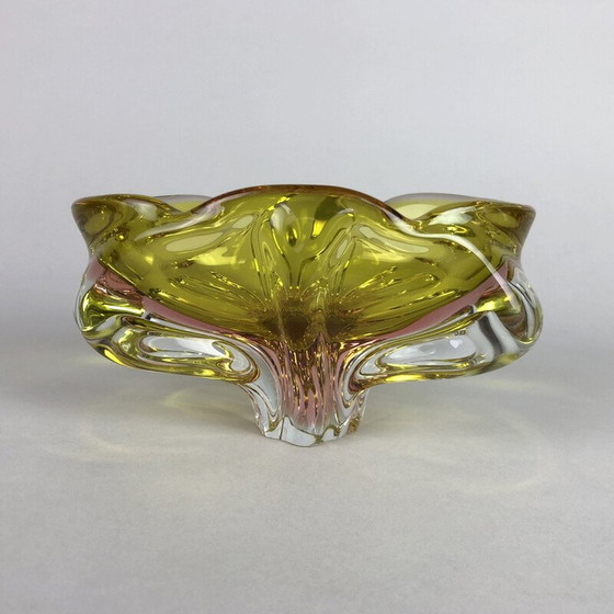 Image 1 of Cendrier bohème vintage en verre de Josef Hospodka, Tchécoslovaquie, années 1960