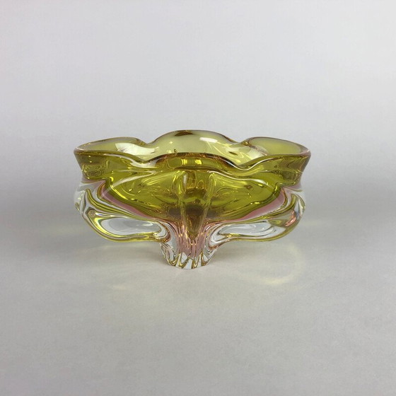 Image 1 of Cendrier bohème vintage en verre de Josef Hospodka, Tchécoslovaquie, années 1960