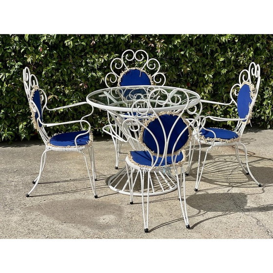 Image 1 of Meuble de jardin vintage en métal et scoubidou, 1950