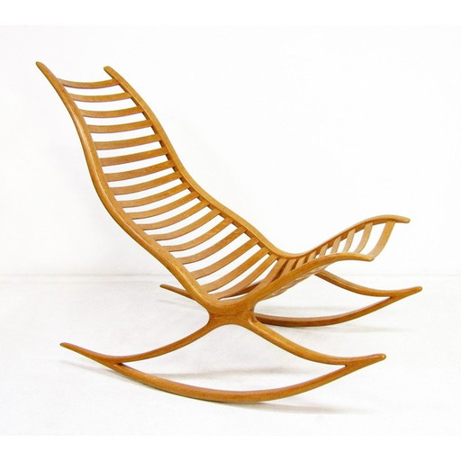 Fauteuil à bascule Wishbone en bois de chêne par Robin Williams, 1960s