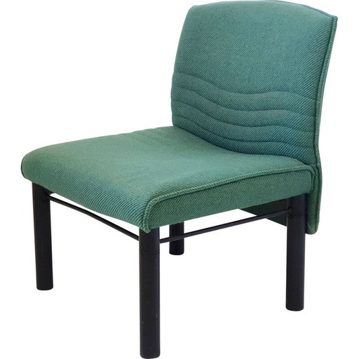 Fauteuil vintage en bois et tissu, 1980