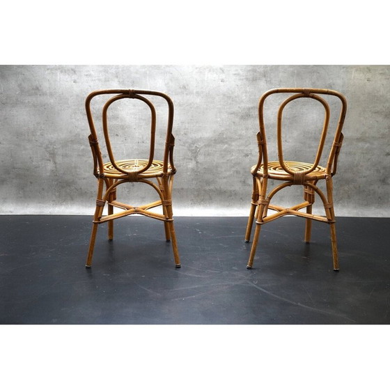 Image 1 of Paire de chaises vintage en bambou, Italie 1950