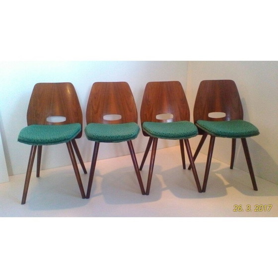 Image 1 of Ensemble de 4 chaises de salle à manger en bois de hêtre - années 1960