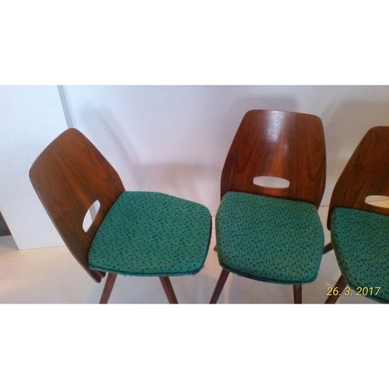 Image 1 of Ensemble de 4 chaises de salle à manger en bois de hêtre - années 1960