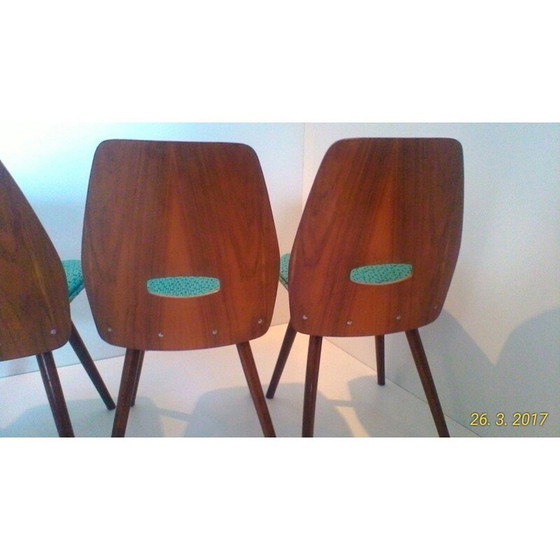 Image 1 of Ensemble de 4 chaises de salle à manger en bois de hêtre - années 1960