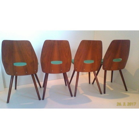 Image 1 of Ensemble de 4 chaises de salle à manger en bois de hêtre - années 1960