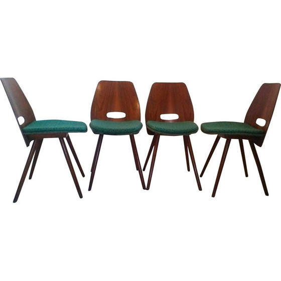 Image 1 of Ensemble de 4 chaises de salle à manger en bois de hêtre - années 1960