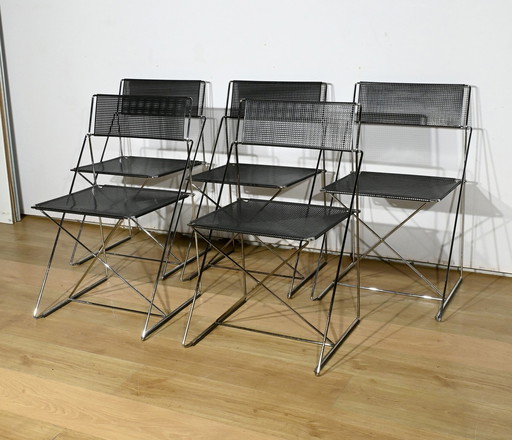 Suite De 5 Chaises Nuova X Line Omli Pour Magis, Par Niels Joergen Haugesen – 1980