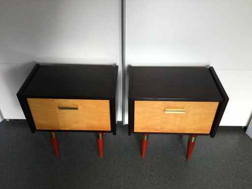 Tables de chevet vintage en bois de rose brillant