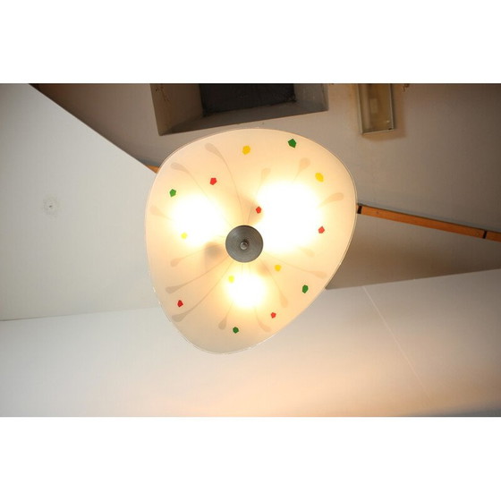 Image 1 of Lampe suspendue vintage en verre et métal par Napako, Tchécoslovaquie années 1960