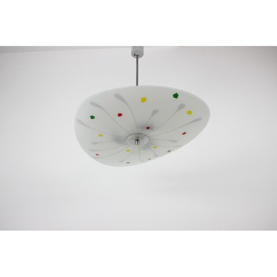 Image 1 of Lampe suspendue vintage en verre et métal par Napako, Tchécoslovaquie années 1960