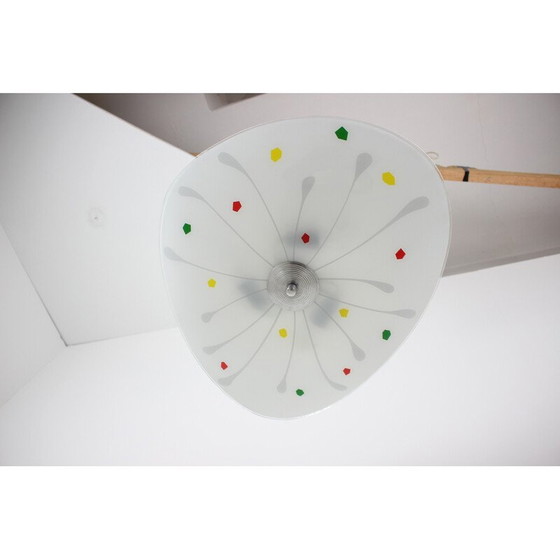 Image 1 of Lampe suspendue vintage en verre et métal par Napako, Tchécoslovaquie années 1960