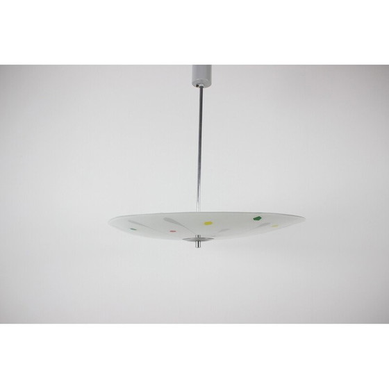 Image 1 of Lampe suspendue vintage en verre et métal par Napako, Tchécoslovaquie années 1960