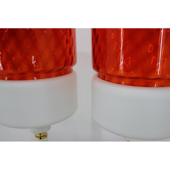 Image 1 of Paire de lampes de table vintage en verre et laiton, Tchèque1960
