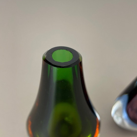 Image 1 of Paire de vases Sommerso en verre de Murano multicolore, Italie, années 1970