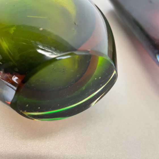 Image 1 of Paire de vases Sommerso en verre de Murano multicolore, Italie, années 1970