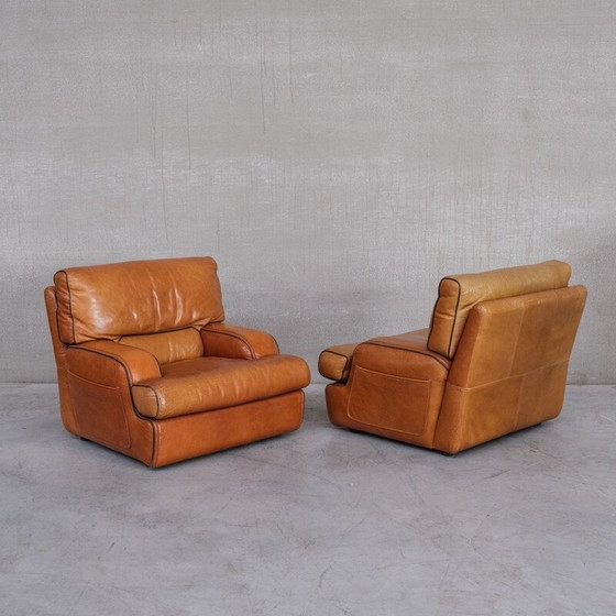 Image 1 of Paire de fauteuils en cuir vintage, France 1970