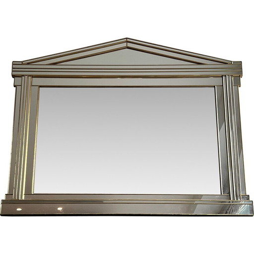 Miroir vintage Domus en bois et plexiglas doré, France 1970