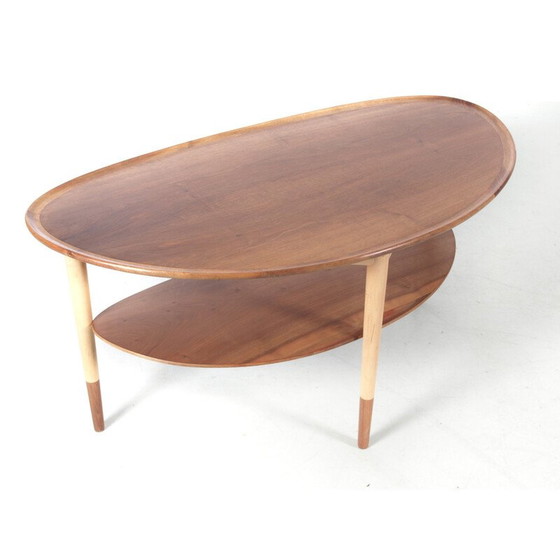 Image 1 of Table basse vintage en noyer et hêtre, Danemark