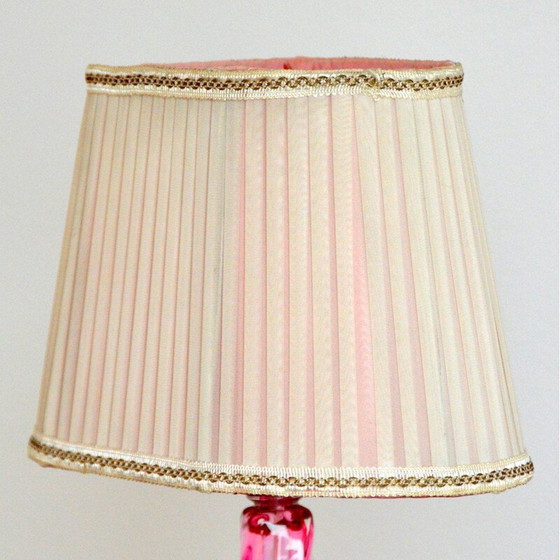 Image 1 of Lampe de table Val St-Lambert du milieu du siècle en cristal rose, Belgique 1960
