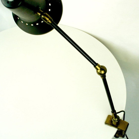 Image 1 of Lampe de bureau vintage en laiton noir italien par Stilnovo, 1950