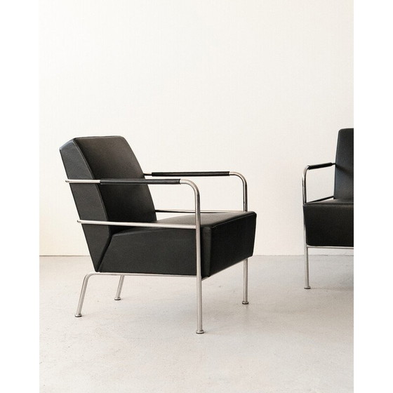 Image 1 of Ensemble de salon vintage en acier chromé et cuir par Gunilla Allard, 1960
