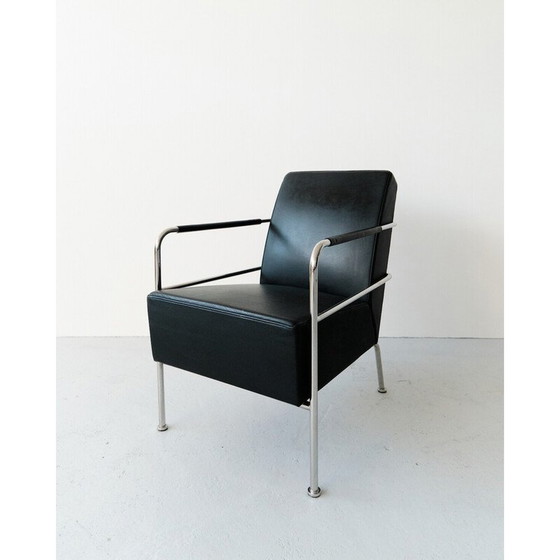 Image 1 of Ensemble de salon vintage en acier chromé et cuir par Gunilla Allard, 1960
