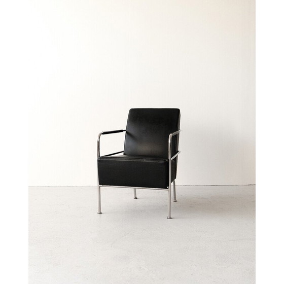 Image 1 of Ensemble de salon vintage en acier chromé et cuir par Gunilla Allard, 1960