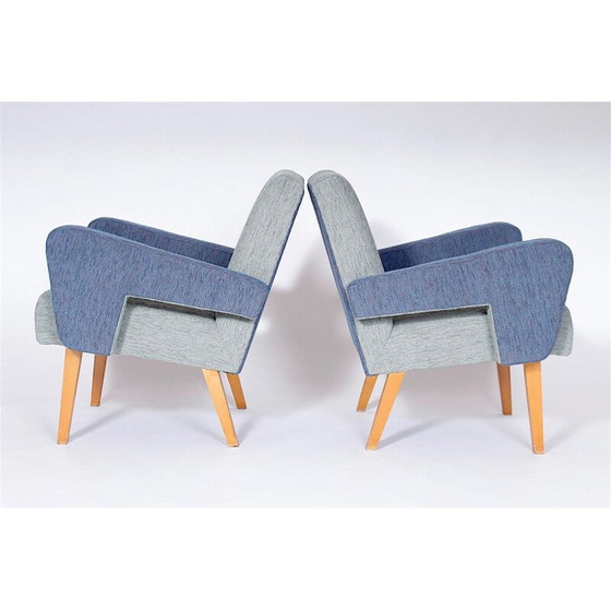 Image 1 of Ensemble de 2 fauteuils vintage en tissu bleu