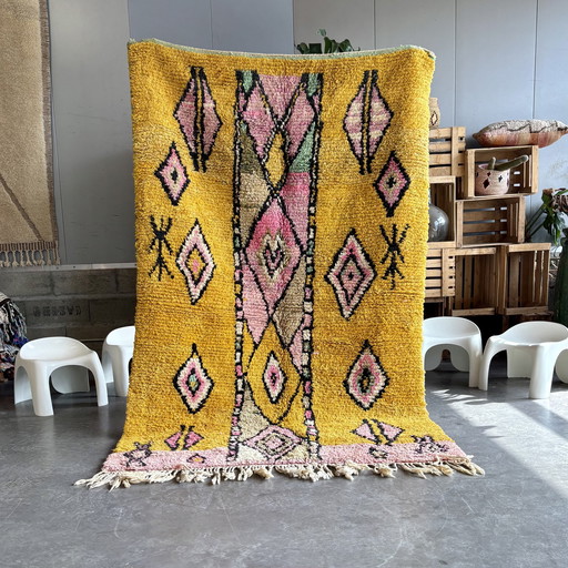 Safran - Tapis berbère marocain en laine nouée à la main