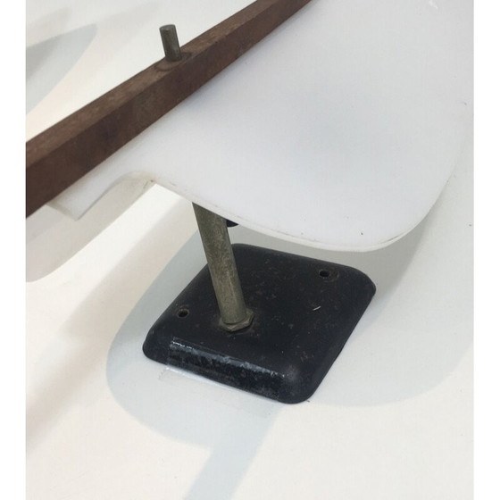 Image 1 of Paire d'appliques vintage en bois et plastique blanc, 1970