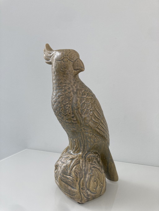 Statue de cacatoès, en céramique, d'une hauteur d'environ 32 cm