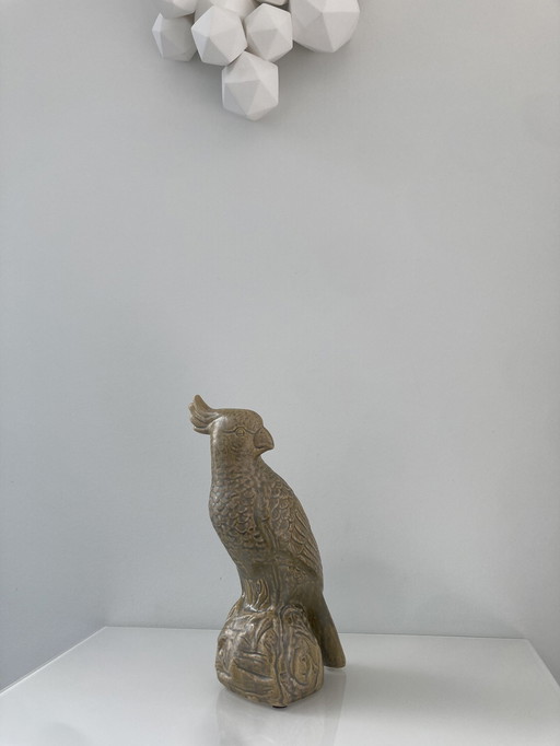 Statue de cacatoès, en céramique, d'une hauteur d'environ 32 cm