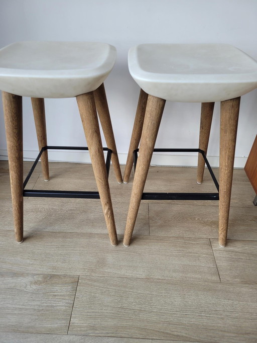 2x Tabouret Pebble Par Benjamin Hubert