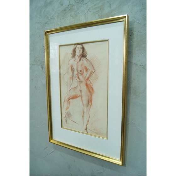 Image 1 of Vintage painting female act by Jules Schyl, Sweden 1953