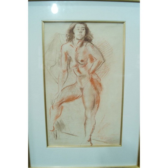 Image 1 of Vintage painting female act by Jules Schyl, Sweden 1953