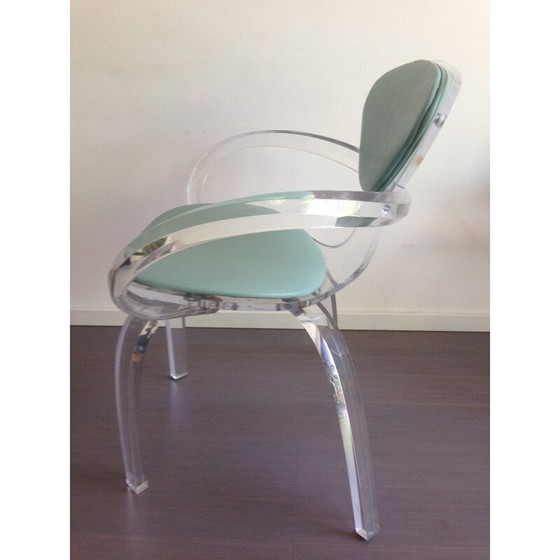 Image 1 of Chaise vintage en lucite avec dossier vert, 1980