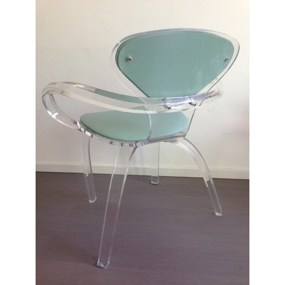 Image 1 of Chaise vintage en lucite avec dossier vert, 1980
