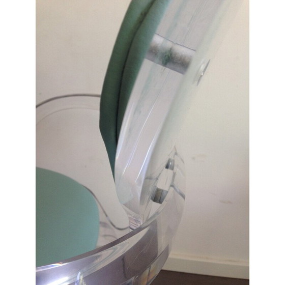 Image 1 of Chaise vintage en lucite avec dossier vert, 1980