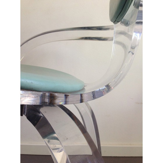 Image 1 of Chaise vintage en lucite avec dossier vert, 1980