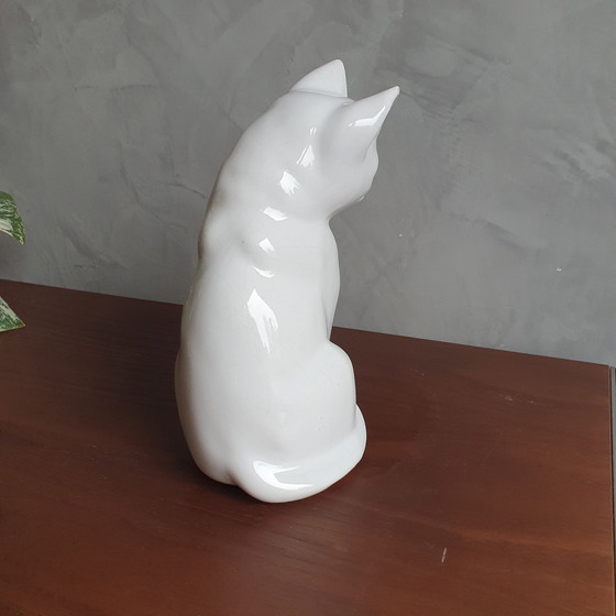 Image 1 of Statue de chat vintage 1980 avec yeux en verre