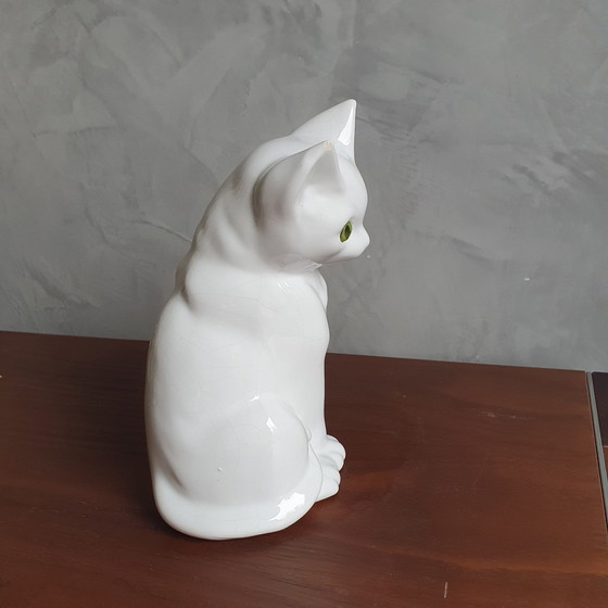 Image 1 of Statue de chat vintage 1980 avec yeux en verre
